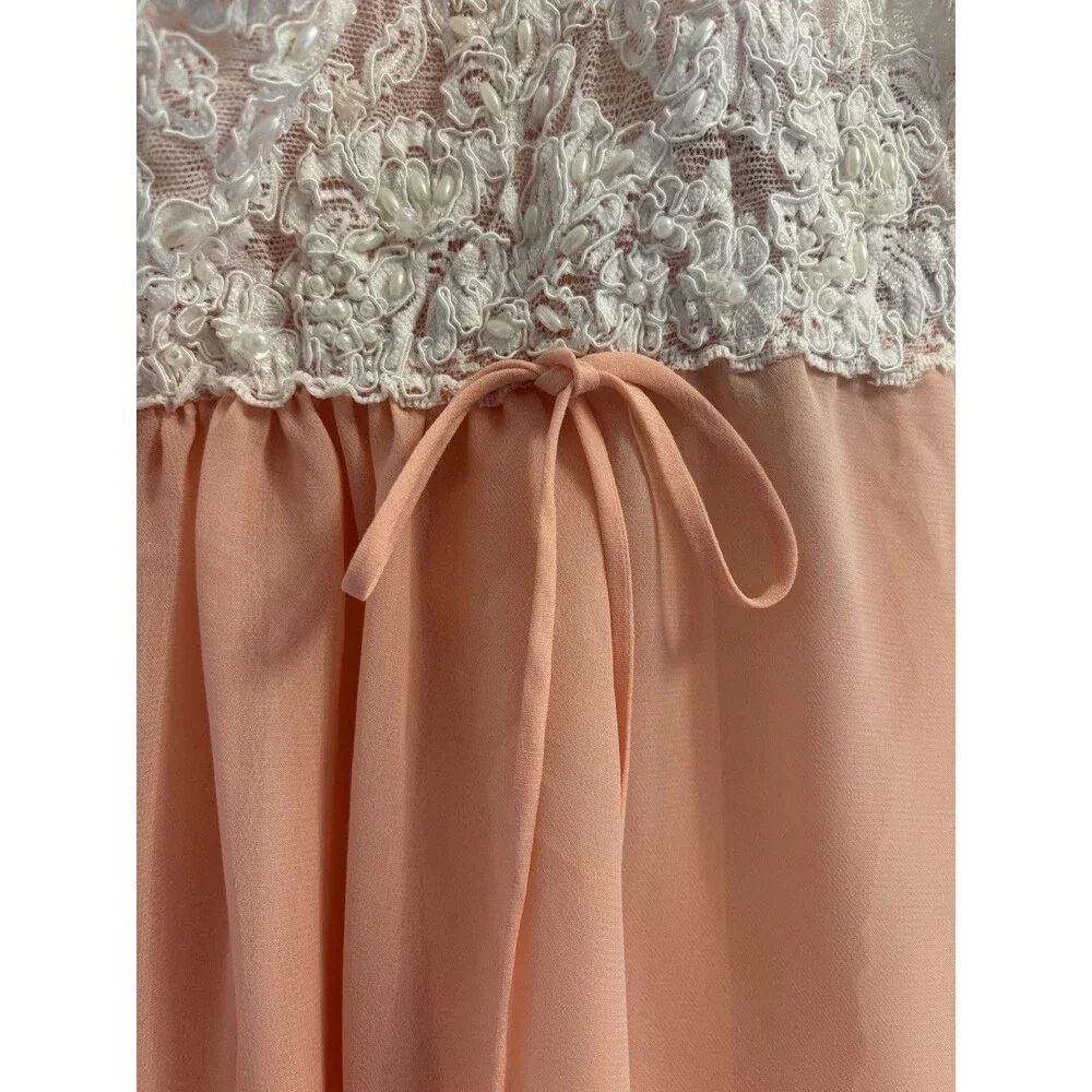 Blossom Intimates Peach Babydoll Chemise Lace & Pearl Embellished Size S